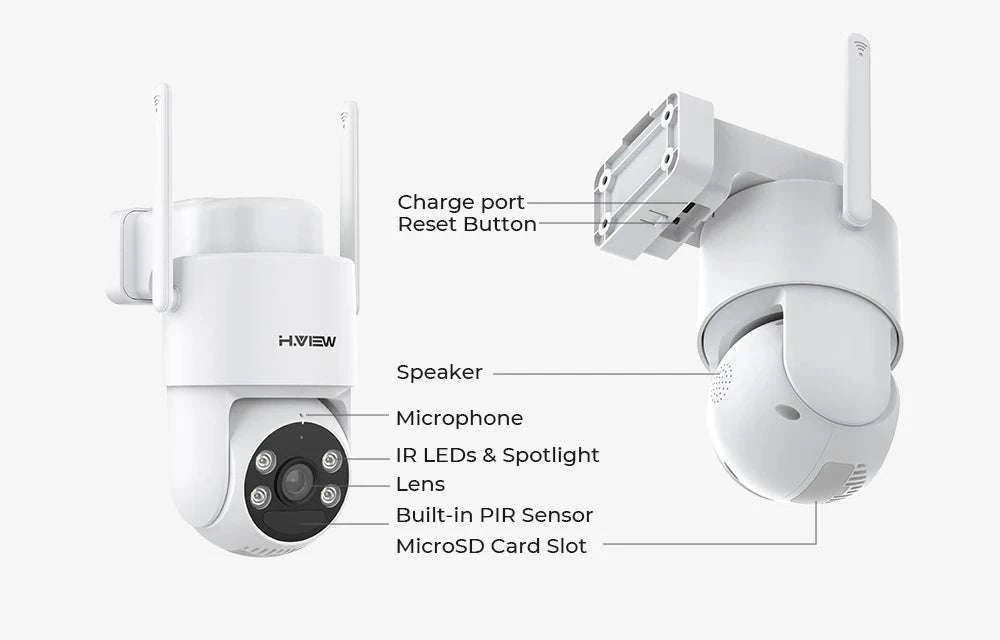 Wireless 3MP Solar Security Camera with PTZ, Color Night Vision-United States