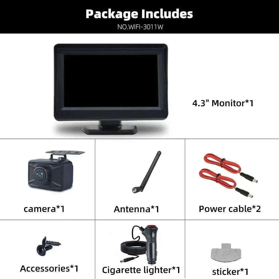 Wireless Backup Camera with 4.3" Monitor Night Vision for Vehicles-4.3in wireless kit