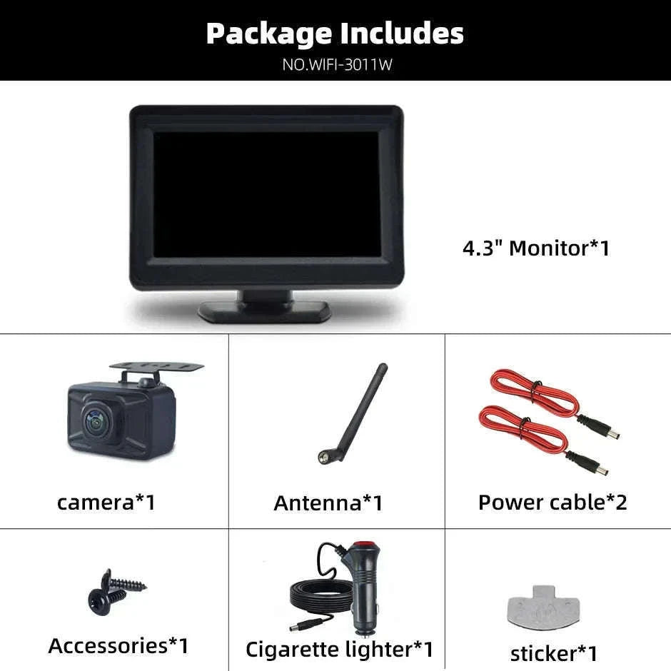 Wireless Backup Camera with 4.3" Monitor Night Vision for Vehicles-