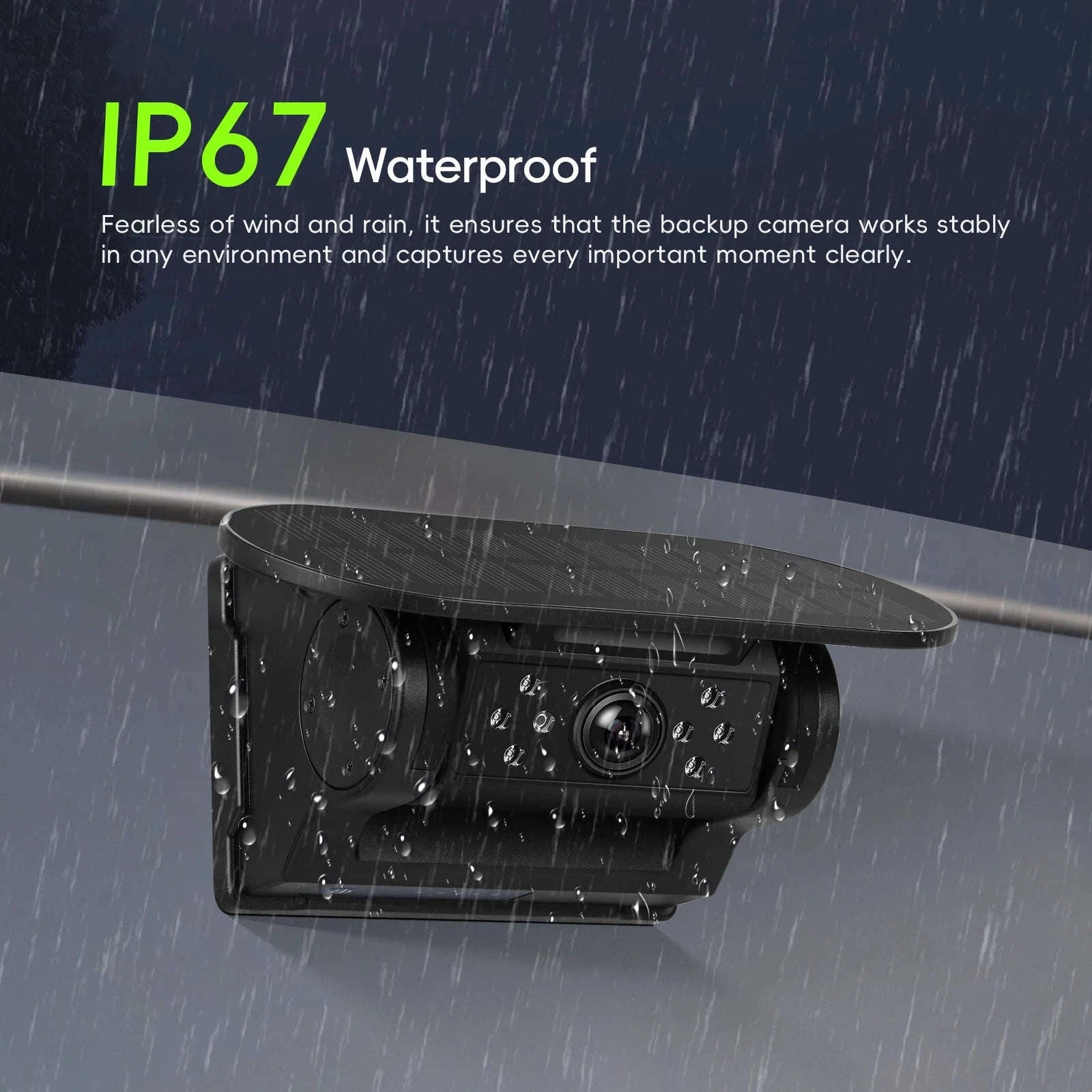 Wireless Backup Camera with Waterproof Magnetic Mount, Infrared Night Vision, Solar Charging-Germany