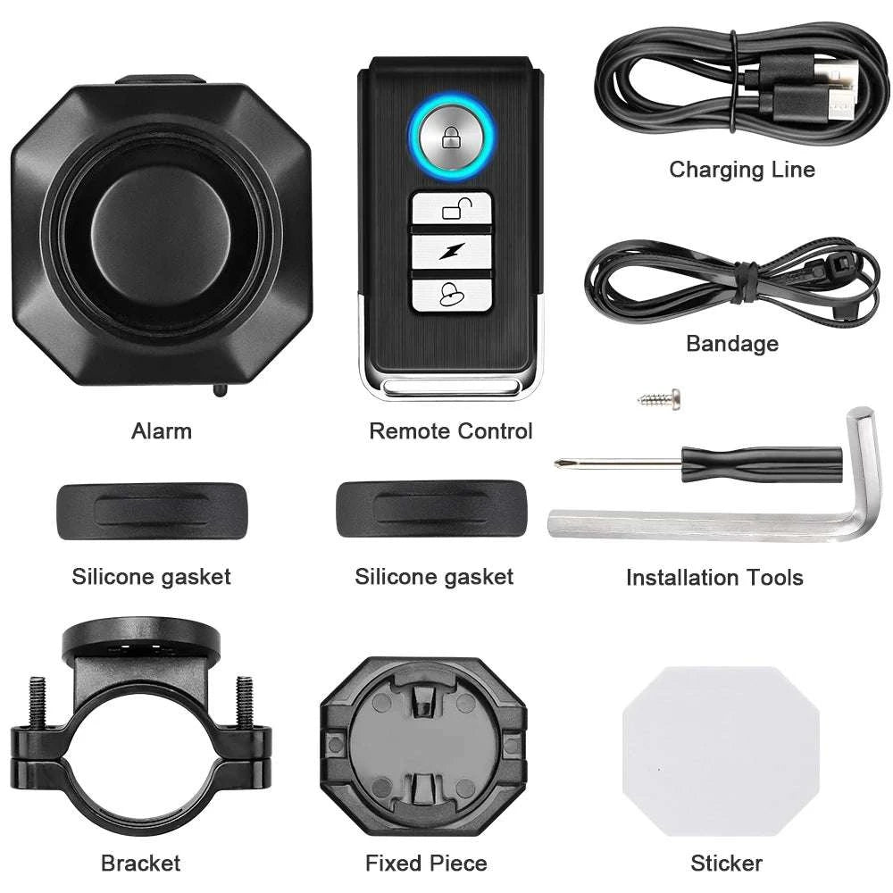 Wireless Bike Alarm 110dB Waterproof Anti-Theft Security System-F