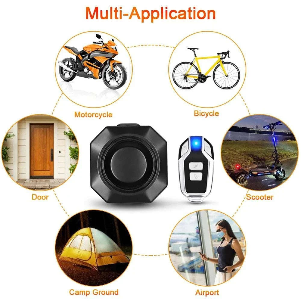 Wireless Bike Alarm 110dB Waterproof Anti-Theft Security System-F