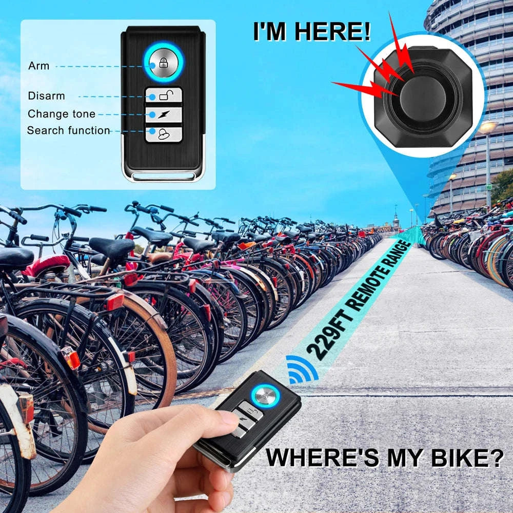 Wireless Bike Alarm with Remote, 110dB Motion Sensor Anti-Theft-B / spain