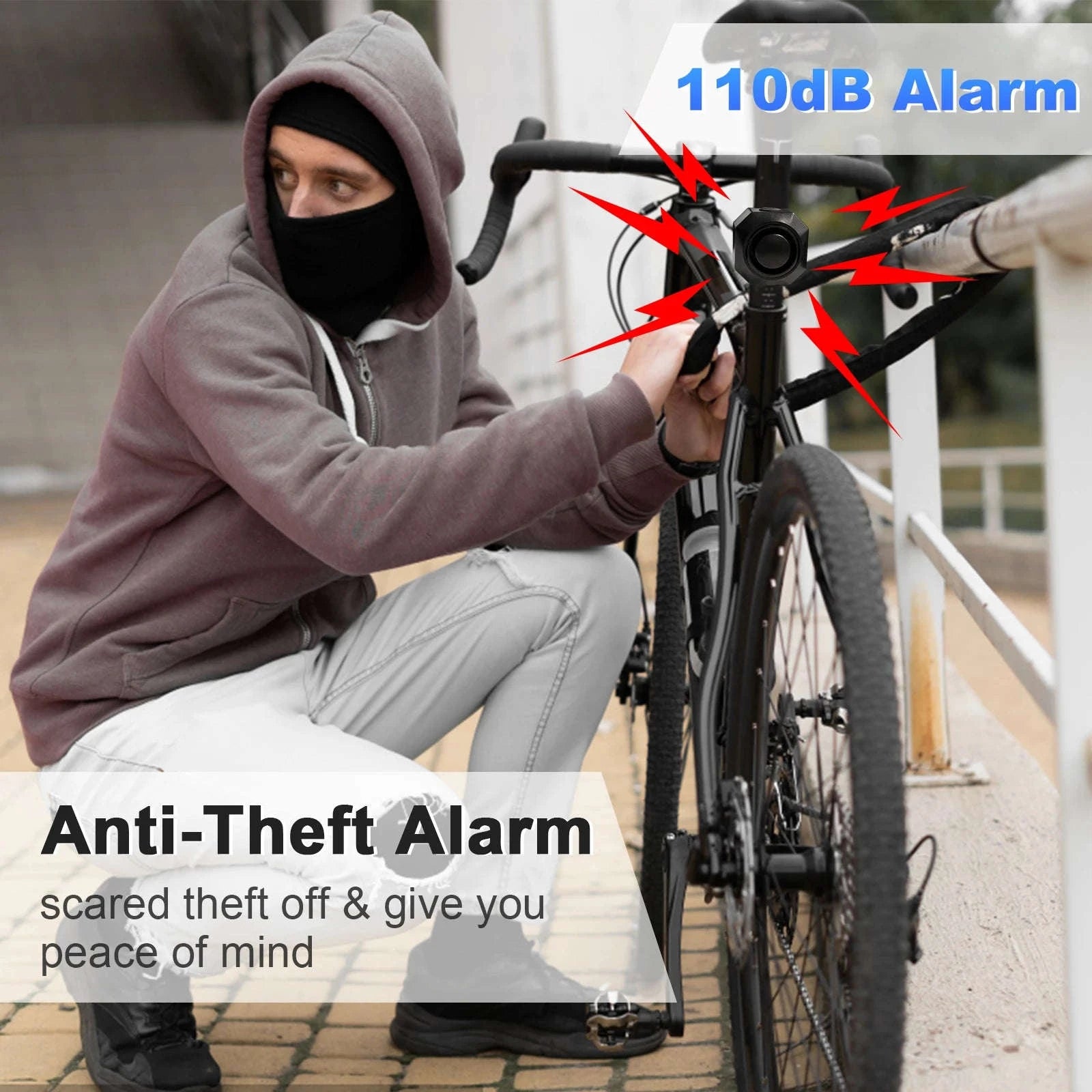 Wireless Bike Alarm with Remote, 110dB Motion Sensor Anti-Theft-B / spain