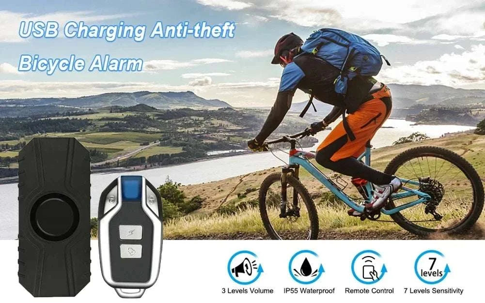 Wireless Bike Vibration Alarm 113dB Waterproof Remote Control-Type 2