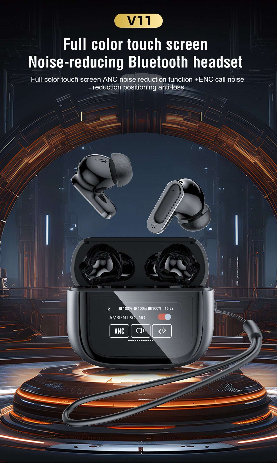 Wireless Bluetooth 5.3 In-Ear Earbuds with Touch Control and Deep Bass-black