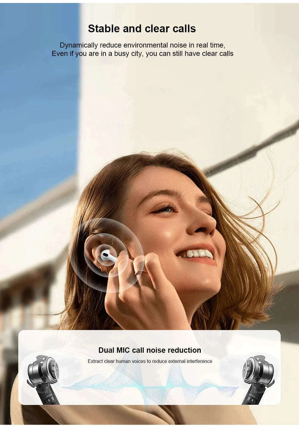 Wireless Bluetooth Earbuds with ANC Noise Cancellation & Touch Case-With Touch Screen AI