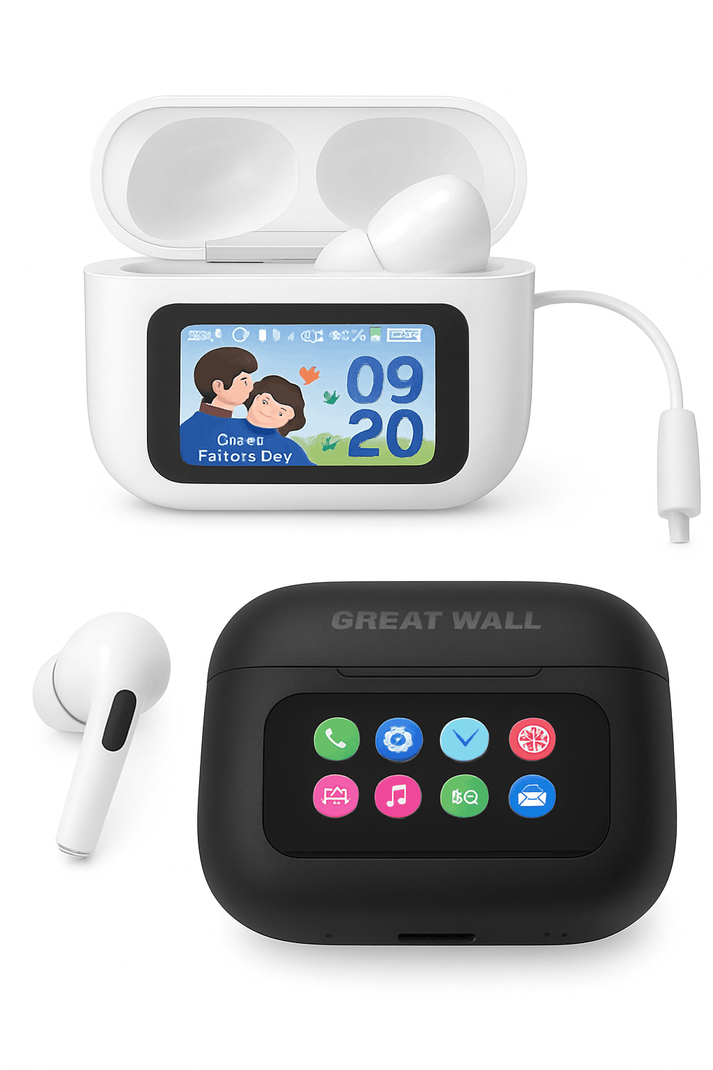 Wireless Bluetooth Earbuds with ANC Noise Cancellation & Touch Case-With Touch Screen AI