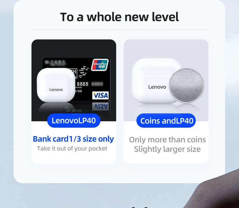 Wireless Bluetooth Earphones Lenovo LP40 Earbuds-Lenovo LP40 White