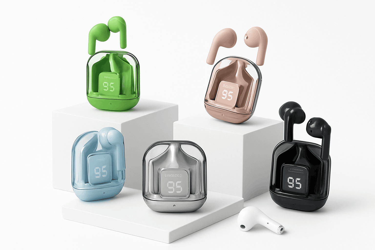 Wireless Bluetooth Earphones with HiFi Sound and LED Display-Blue