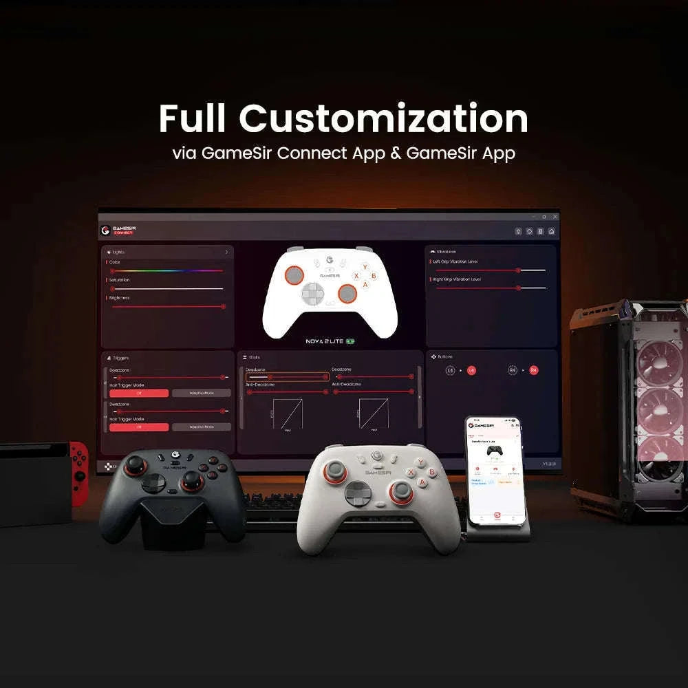 Wireless Bluetooth Game Controller with Hall Effect, 2 Back Buttons, 600mAh Battery-White Set / Russian Federation