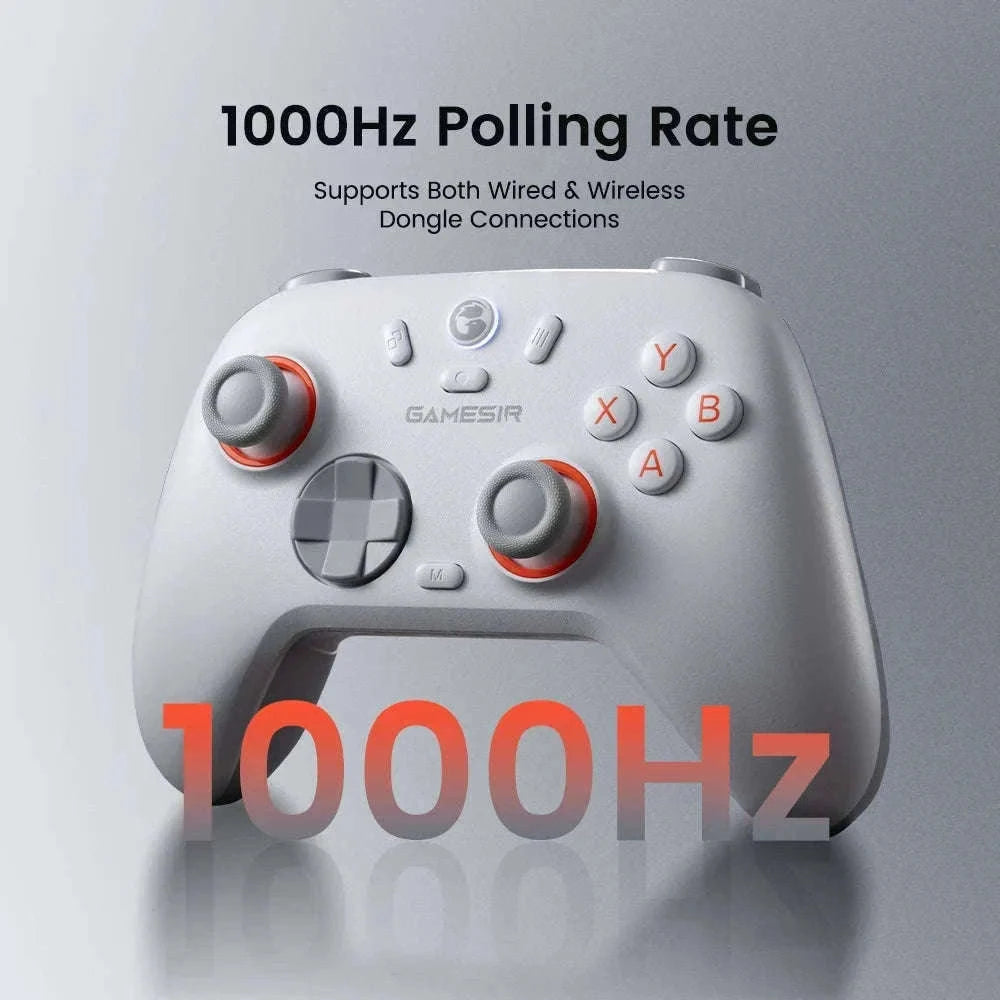 Wireless Bluetooth Game Controller with Hall Effect, 2 Back Buttons, 600mAh Battery-White Set / Russian Federation