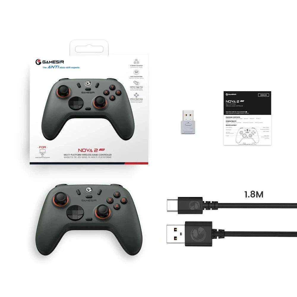 Wireless Bluetooth Game Controller with Hall Effect, 2 Back Buttons, 600mAh Battery-White Set / Russian Federation