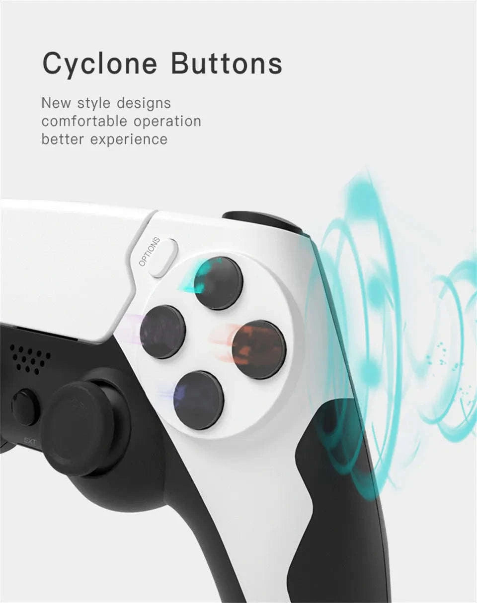 Wireless Bluetooth Gamepad with Double Vibration, 6-Axis Control, Touchpad, Microphone and Earphone Port for Console and PC-red black