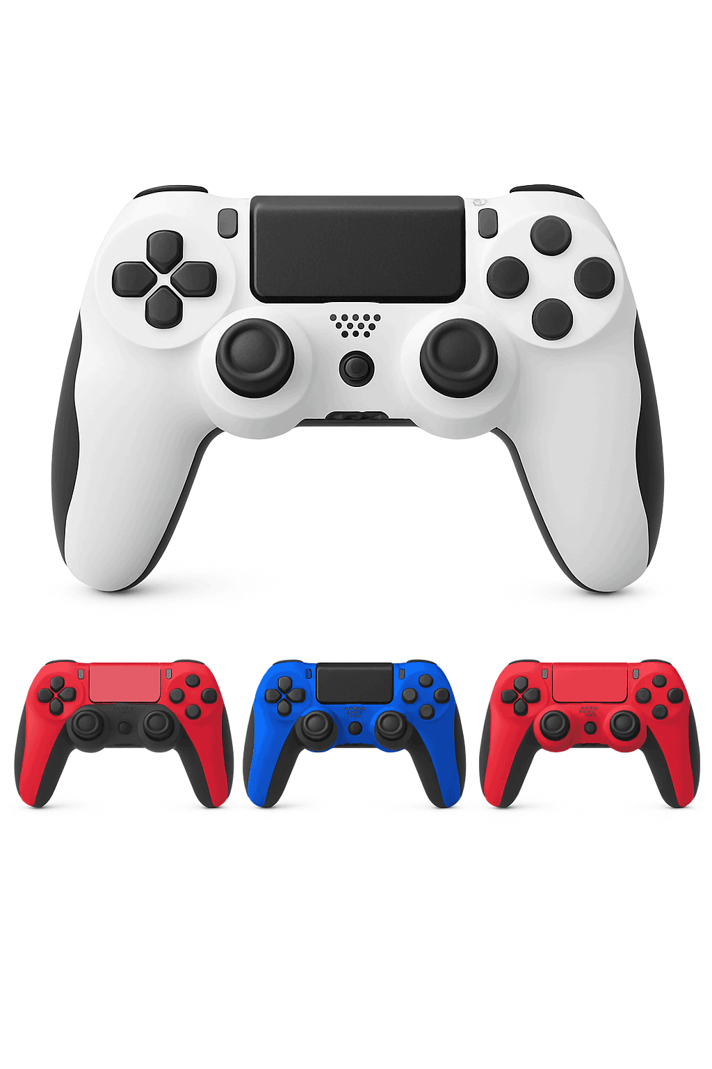 Wireless Bluetooth Gamepad with Double Vibration, 6-Axis Control, Touchpad, Microphone and Earphone Port for Console and PC-red black