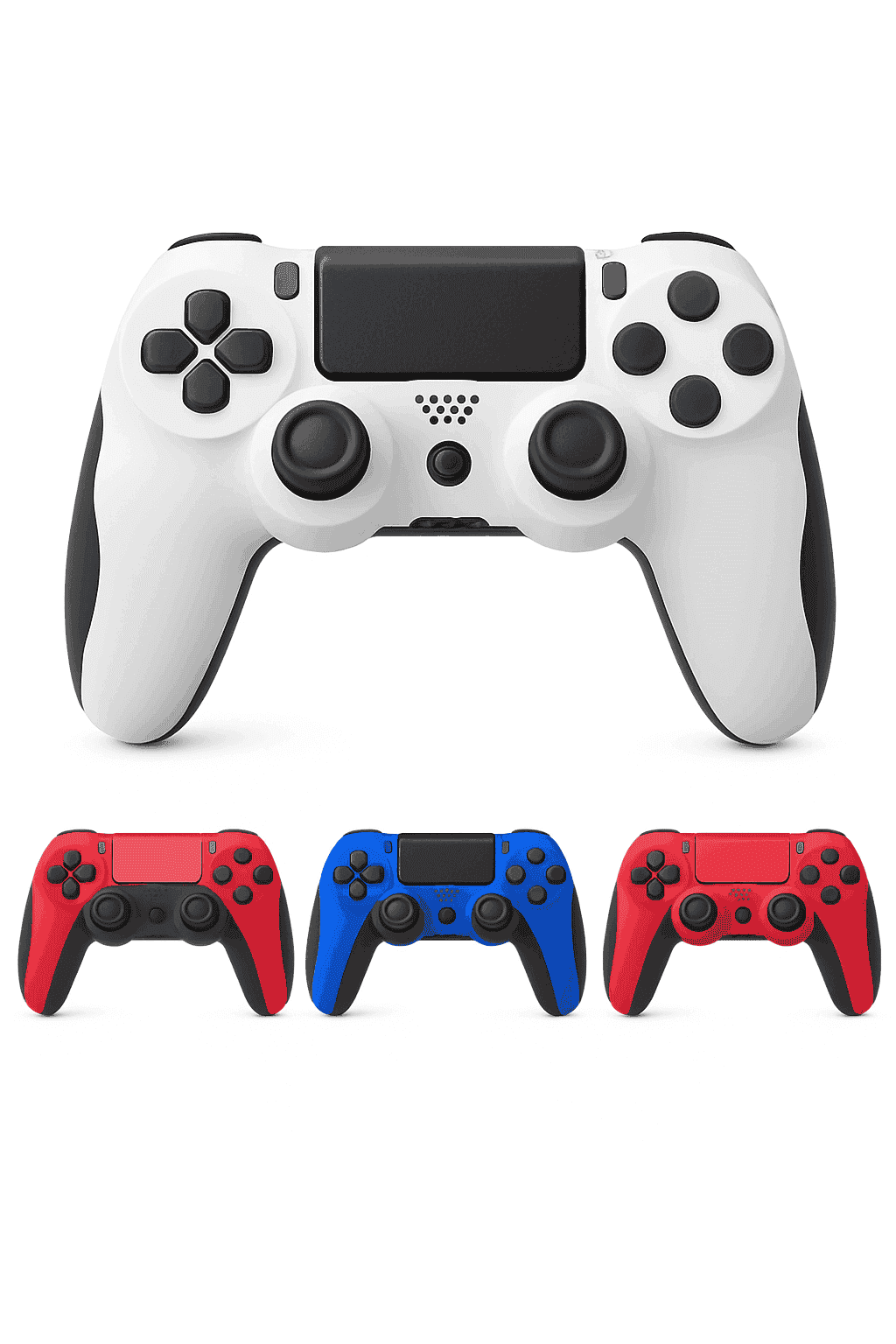 Wireless Bluetooth Gamepad with Double Vibration, 6-Axis Control, Touchpad, Microphone and Earphone Port for Console and PC-red black