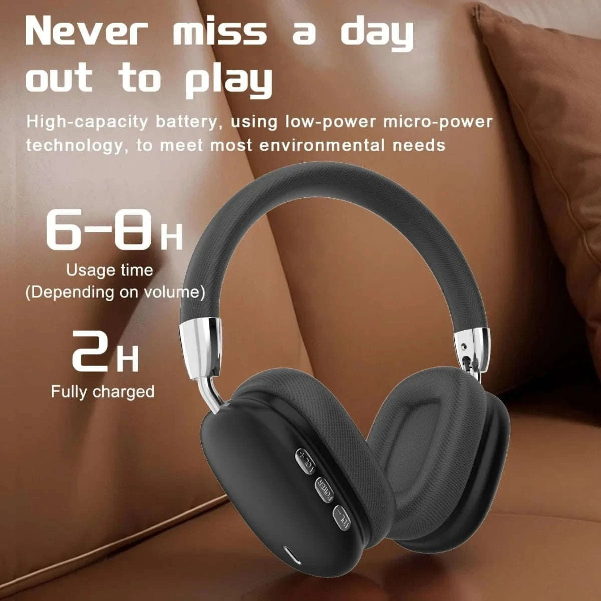 Wireless Bluetooth Headphones with ANC, Hi‑Res Audio & Foldable Design-Black / United States