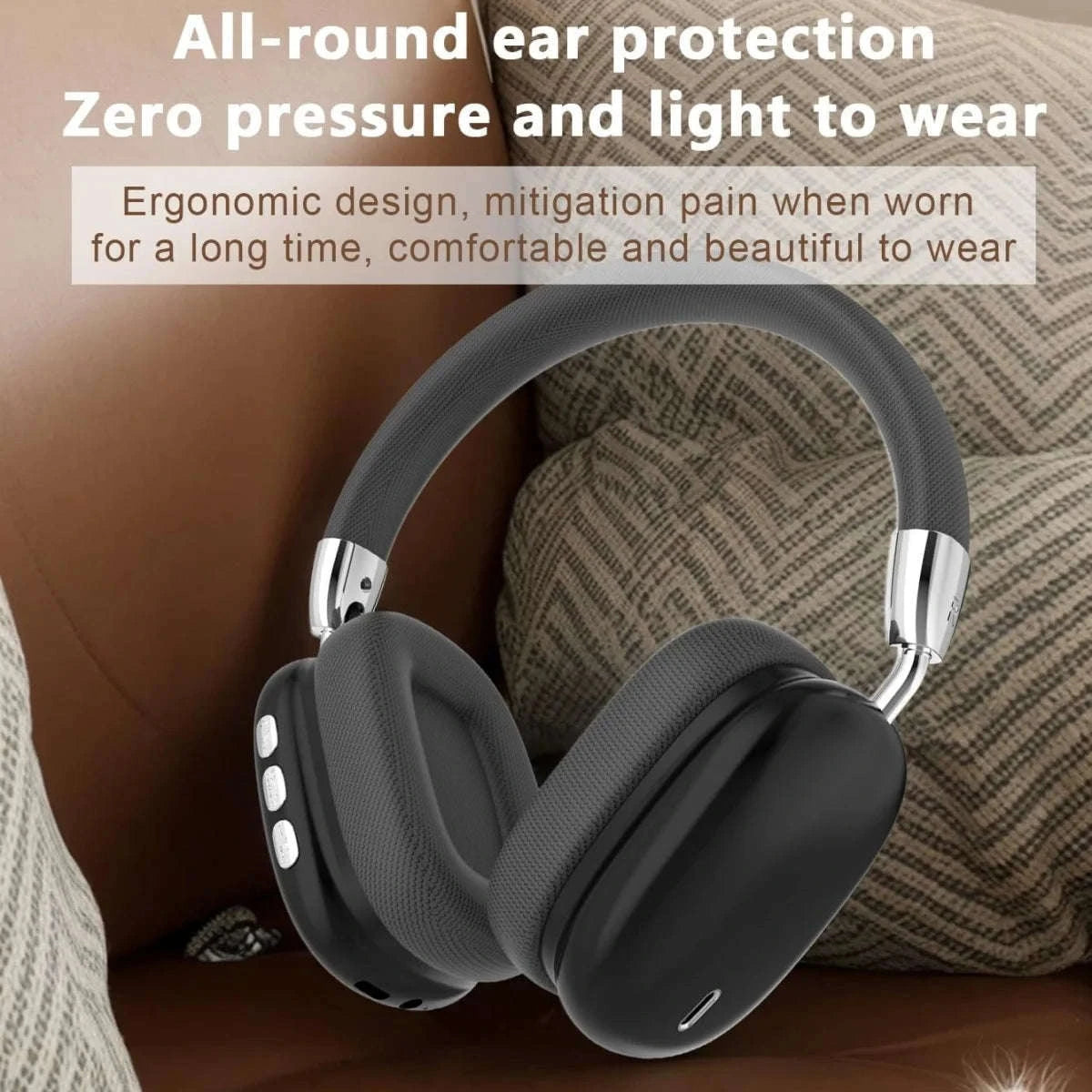 Wireless Bluetooth Headphones with ANC, Hi‑Res Audio & Foldable Design-Black / United States