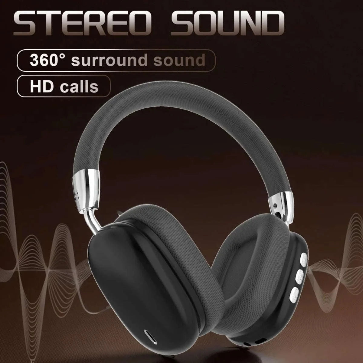 Wireless Bluetooth Headphones with ANC, Hi‑Res Audio & Foldable Design-Black / United States