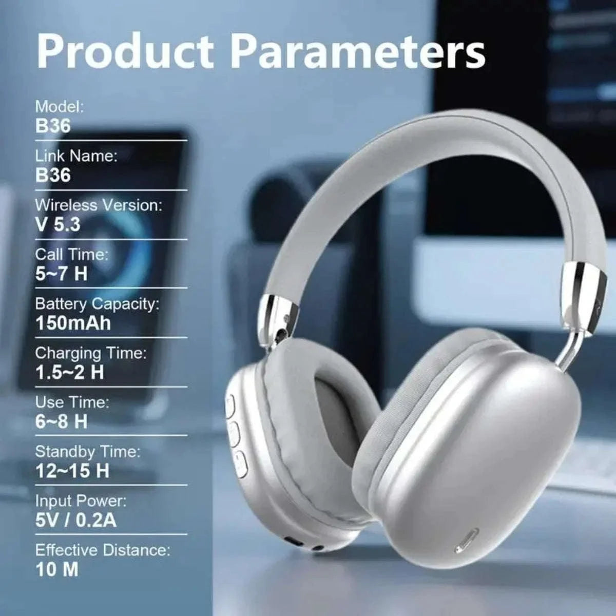 Wireless Bluetooth Headphones with ANC, Hi‑Res Audio & Foldable Design-Black / United States