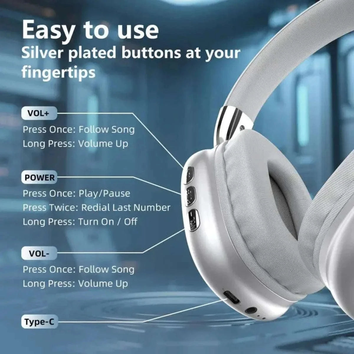 Wireless Bluetooth Headphones with ANC, Hi‑Res Audio & Foldable Design-Black / United States