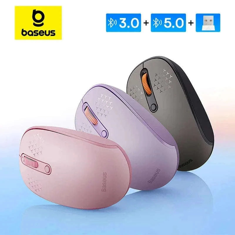 Wireless Bluetooth Mouse with Silent Click & Tri-Mode Connection-Black-BT and 2.4G
