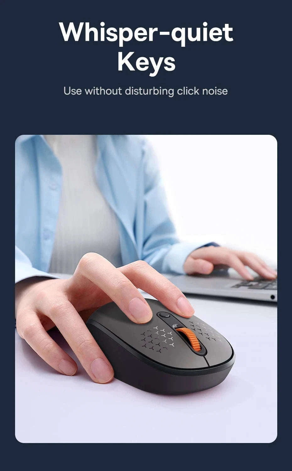 Wireless Bluetooth Mouse with Silent Clicks & Tri-Mode Connection-BT3.0 BT5.0 and 2.4G