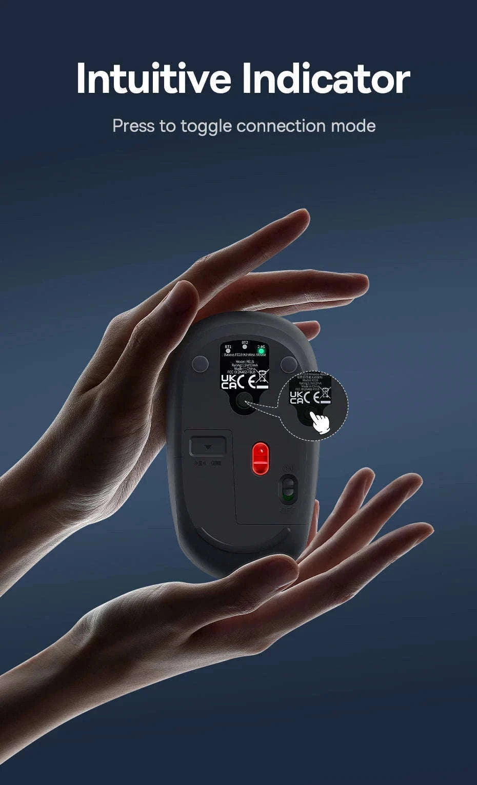 Wireless Bluetooth Mouse with Silent Clicks & Tri-Mode Connection-BT3.0 BT5.0 and 2.4G