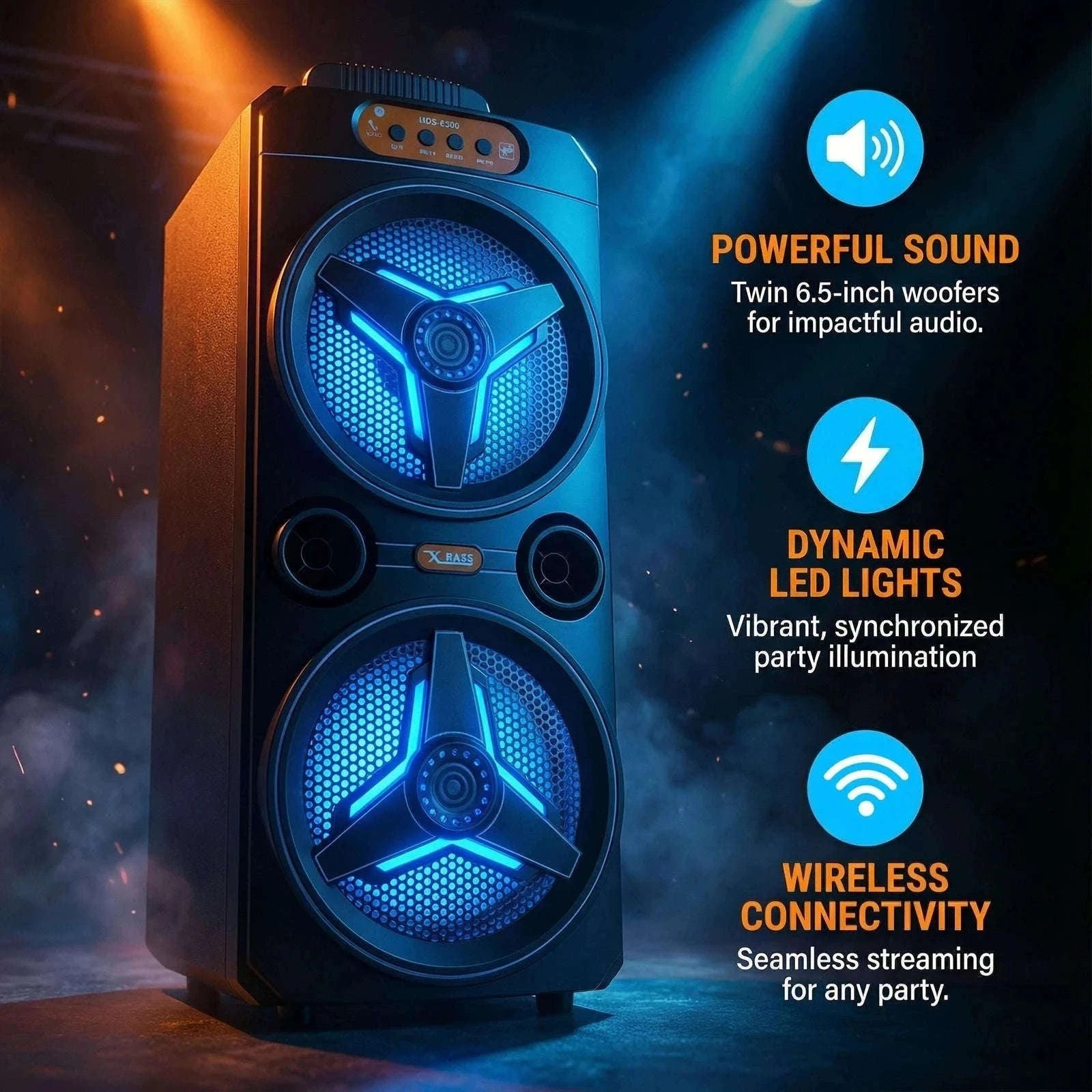 Wireless Bluetooth Speaker with Microphone for Parties and Outdoor Use-United States