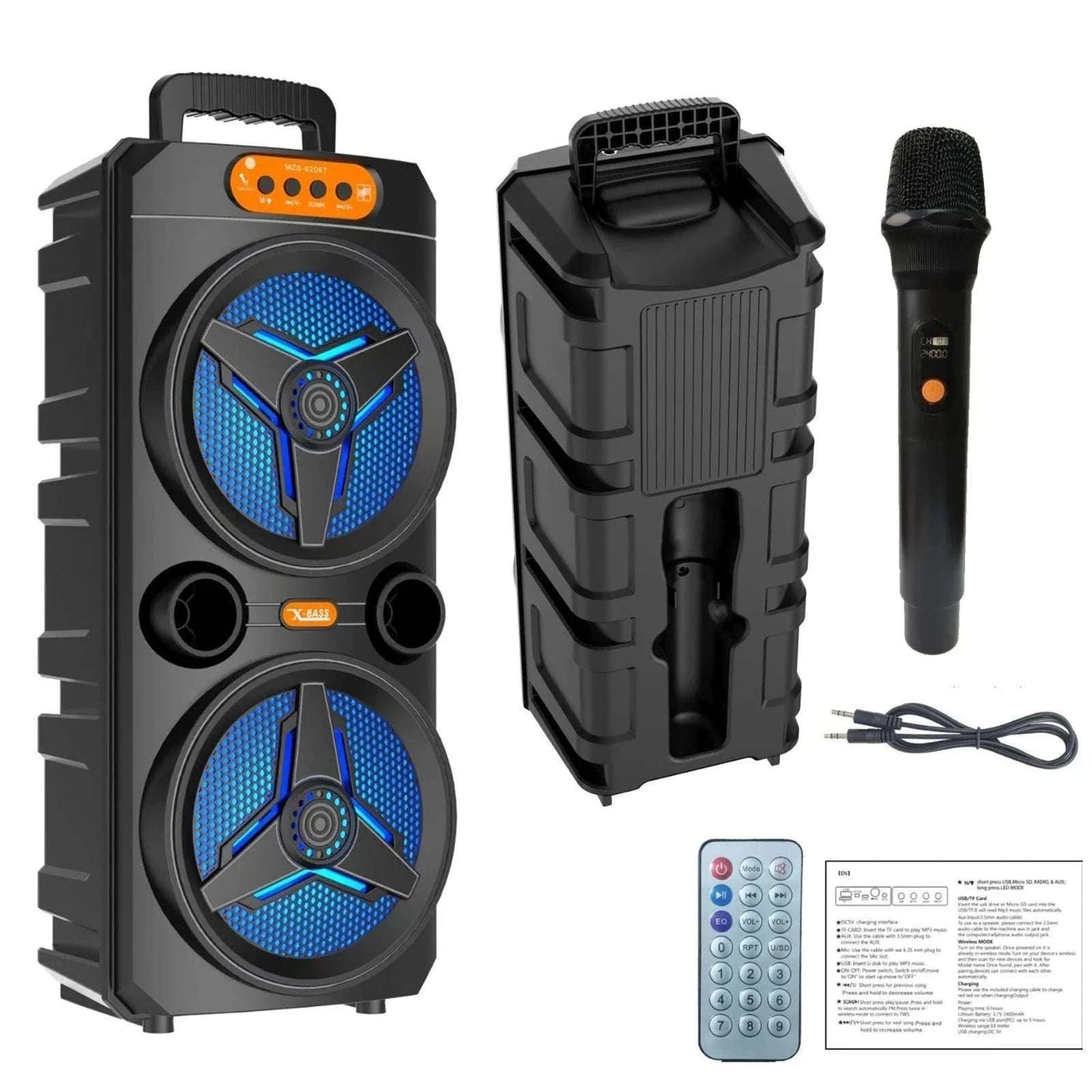 Wireless Bluetooth Speaker with Microphone for Parties and Outdoor Use-United States