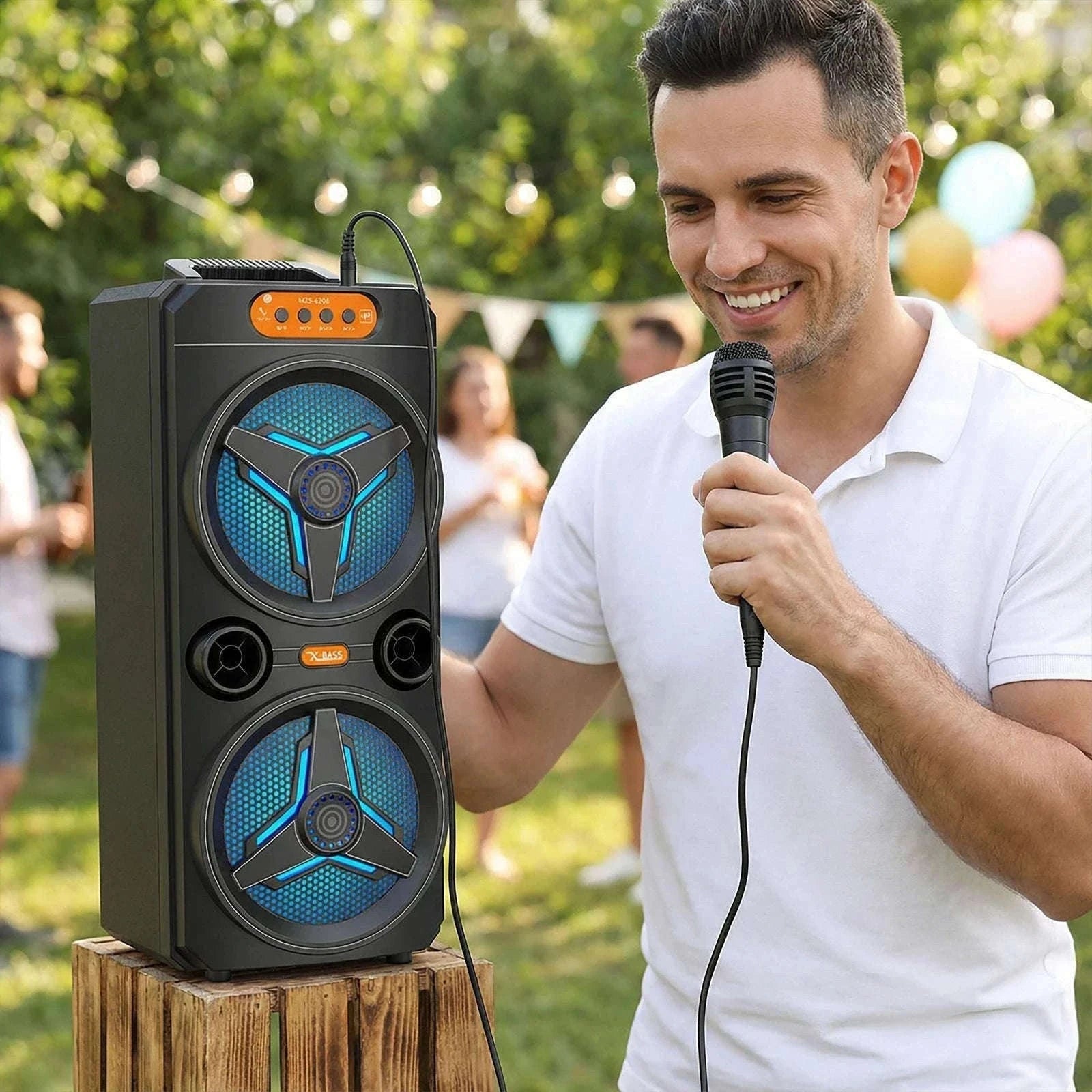 Wireless Bluetooth Speaker with Microphone for Parties and Outdoor Use-United States