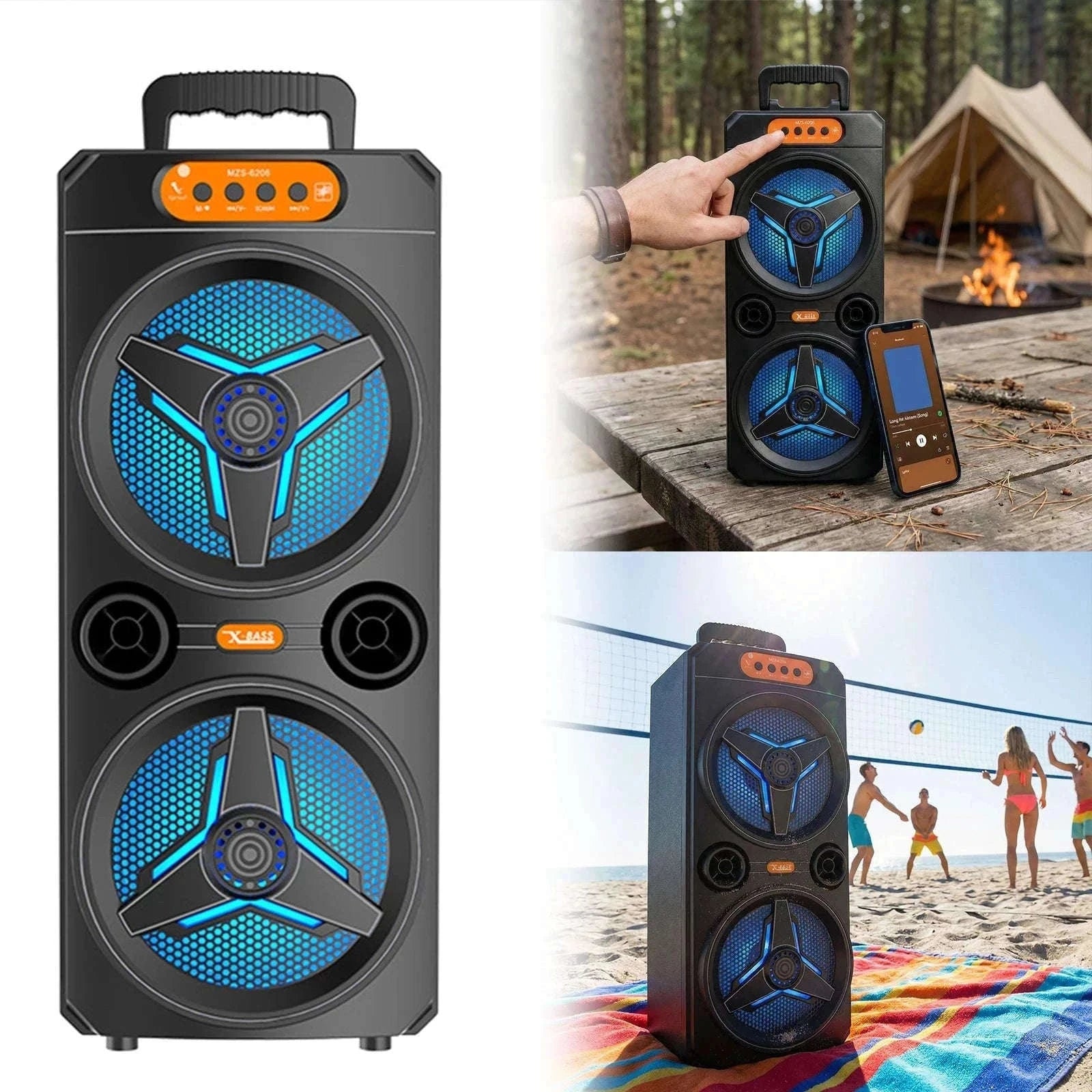 Wireless Bluetooth Speaker with Microphone for Parties and Outdoor Use-United States