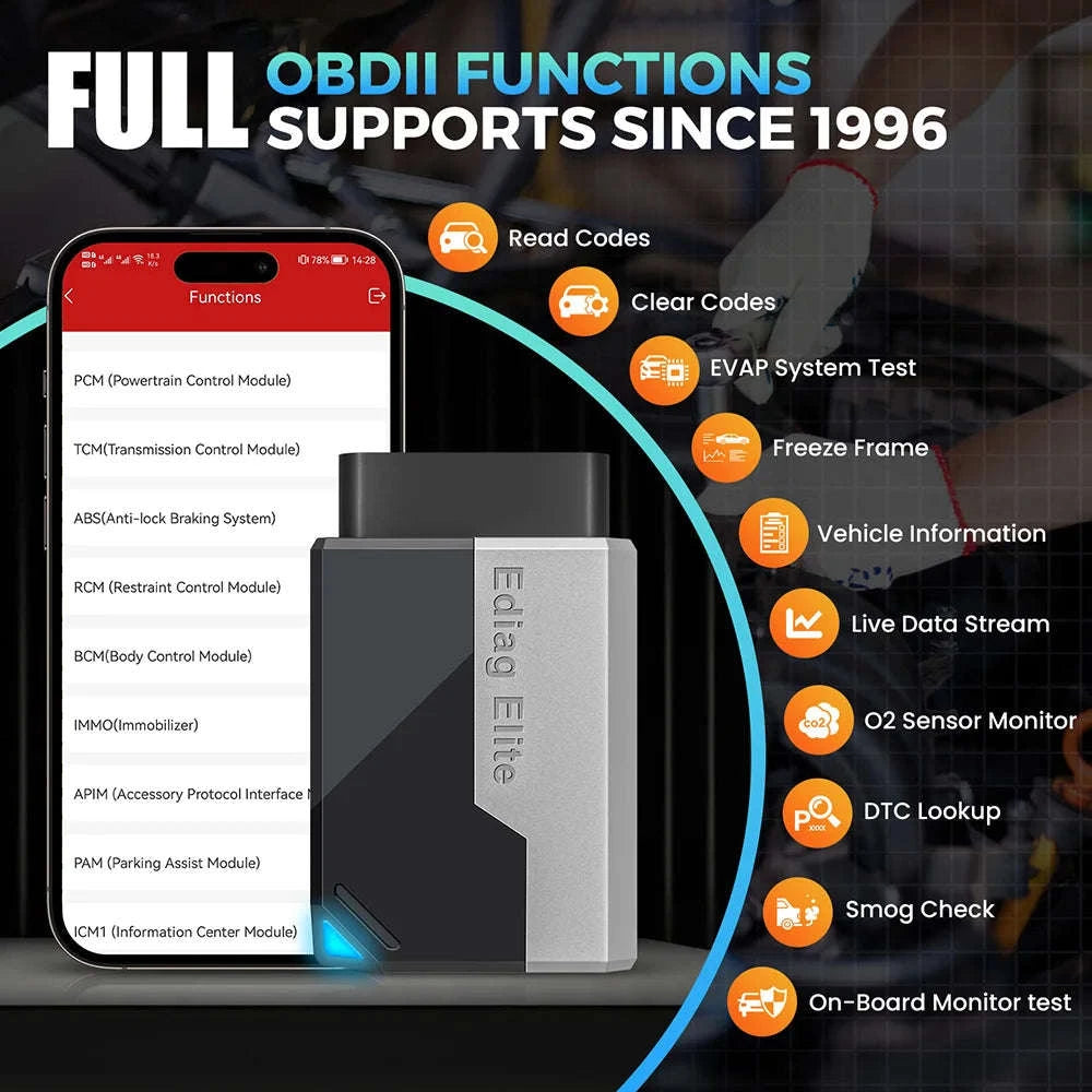 Wireless Car Diagnostic Tool with All System Scan and 15 Resets-Ediag Elite / United States / Lifetime Free Update