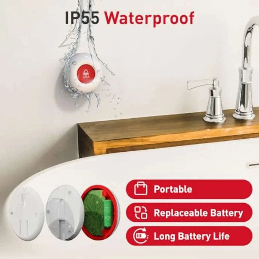 Wireless Caregiver Pager System with 1000ft Range and Loud Alert-United States / white222