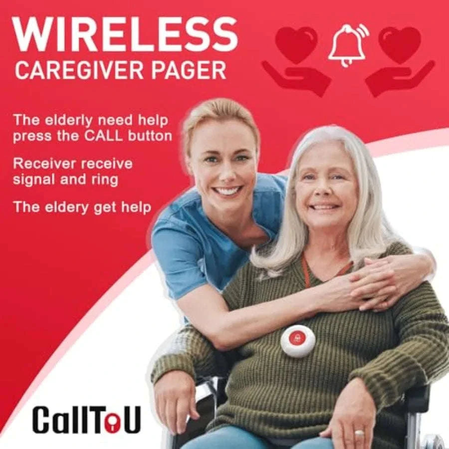 Wireless Caregiver Pager System with 1000ft Range and Loud Alert-United States / white222