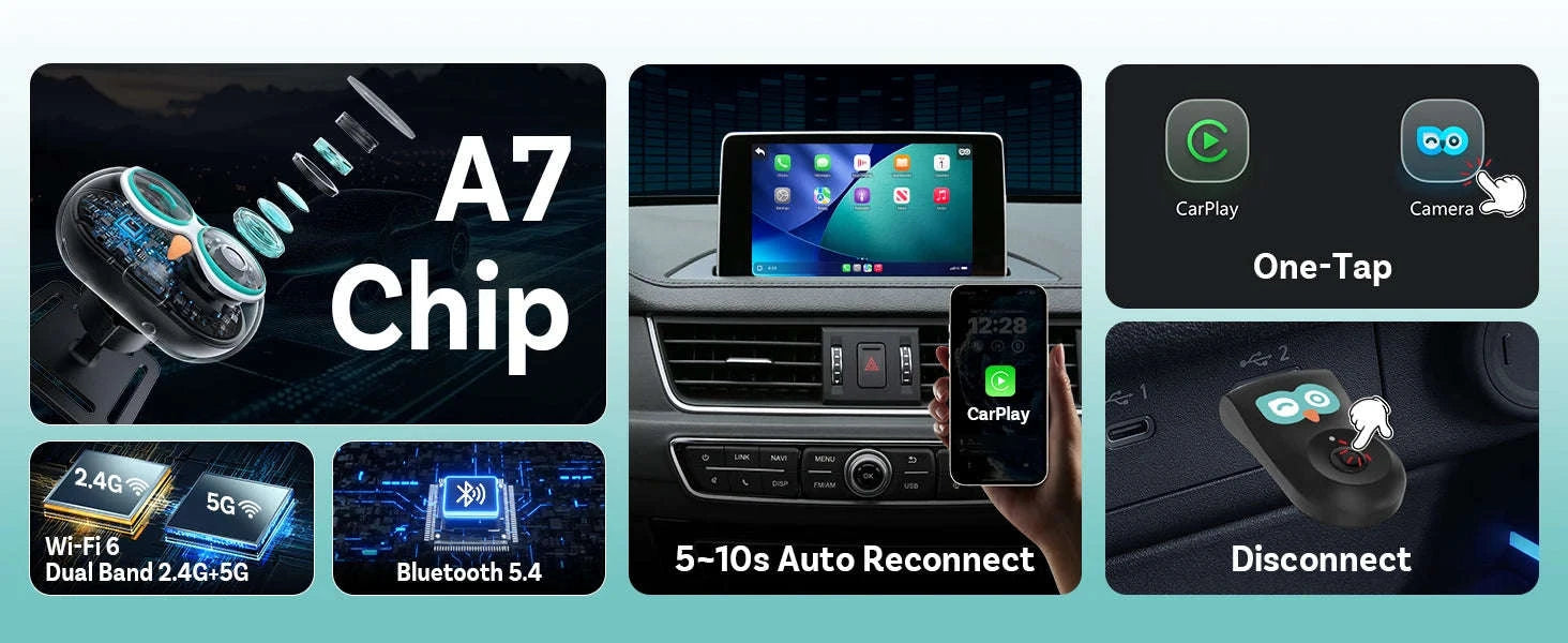 Wireless CarPlay Adapter with 1080P Baby Camera & Backseat Monitor-Cabin Care