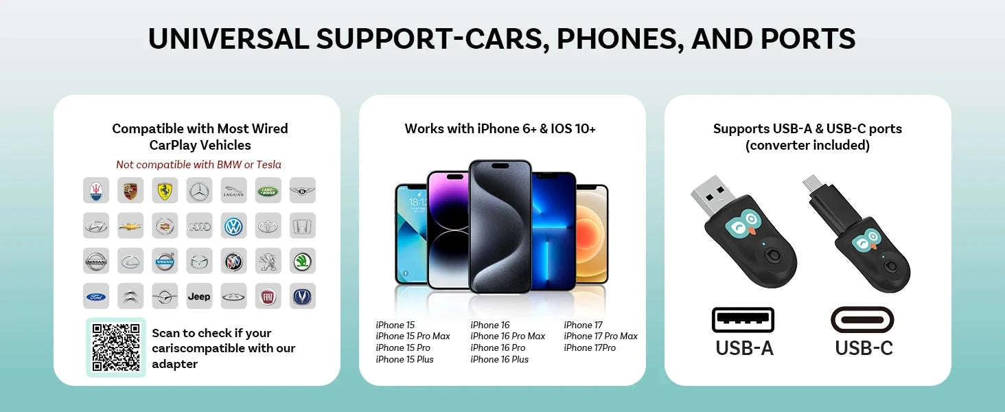 Wireless CarPlay Adapter with 1080P Baby Camera & Backseat Monitor-Cabin Care