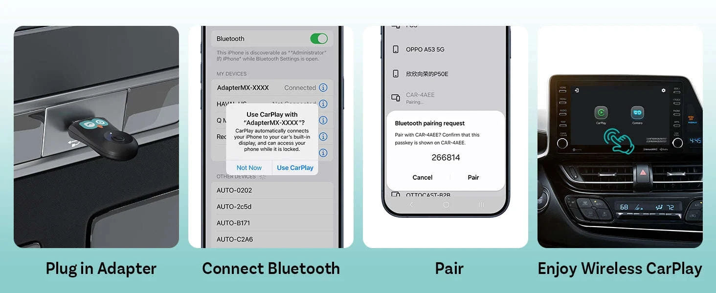 Wireless CarPlay Adapter with 1080P Baby Camera & Backseat Monitor-Cabin Care