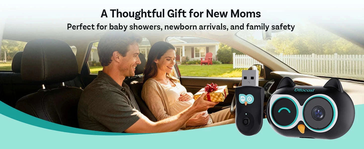 Wireless CarPlay Adapter with 1080P Baby Camera & Backseat Monitor-Cabin Care