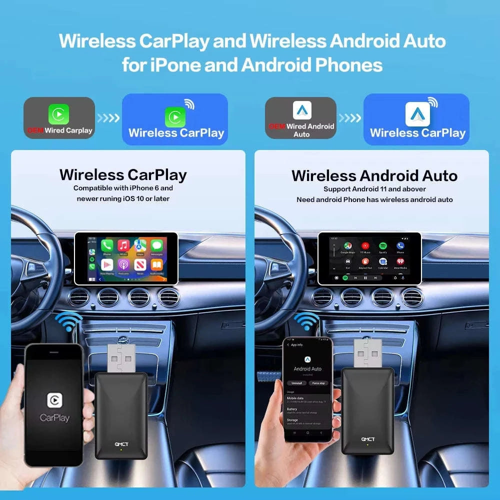 Wireless CarPlay & Android Auto 2‑in‑1 Smart Dongle-black / spain