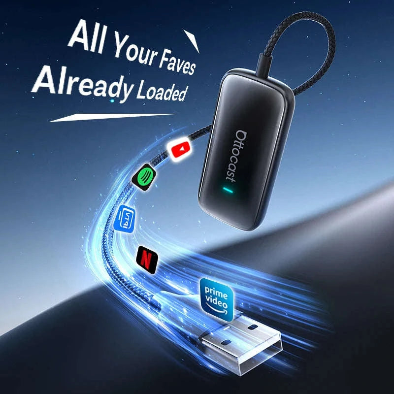 Wireless CarPlay & Android Auto AI Box with Streaming Apps for Cars-Play2Video Ultra