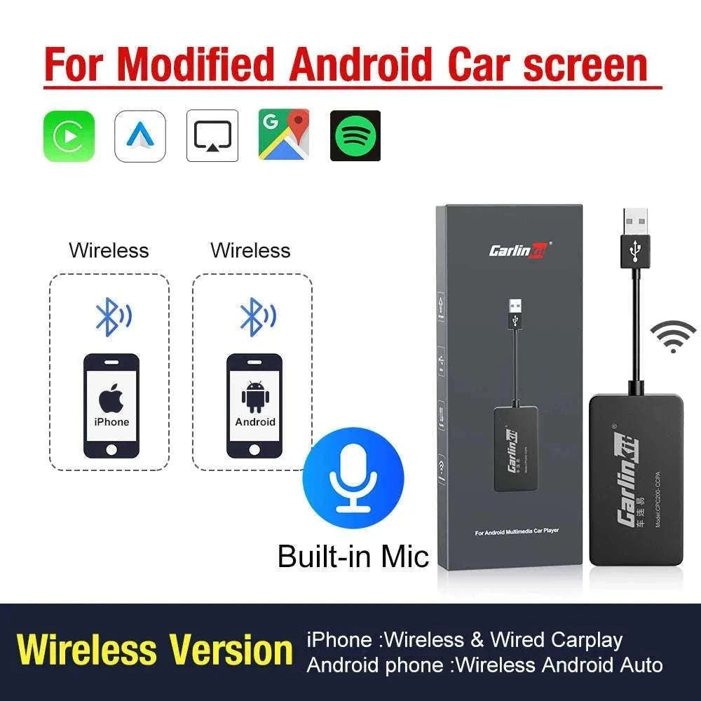 Wireless CarPlay & Android Auto USB Adapter for Android Head Units-CCPA With Mic / China Mainland