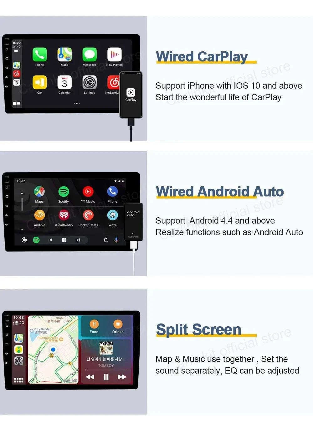 Wireless CarPlay & Android Auto USB Adapter for Android Head Units-CCPA With Mic / China Mainland