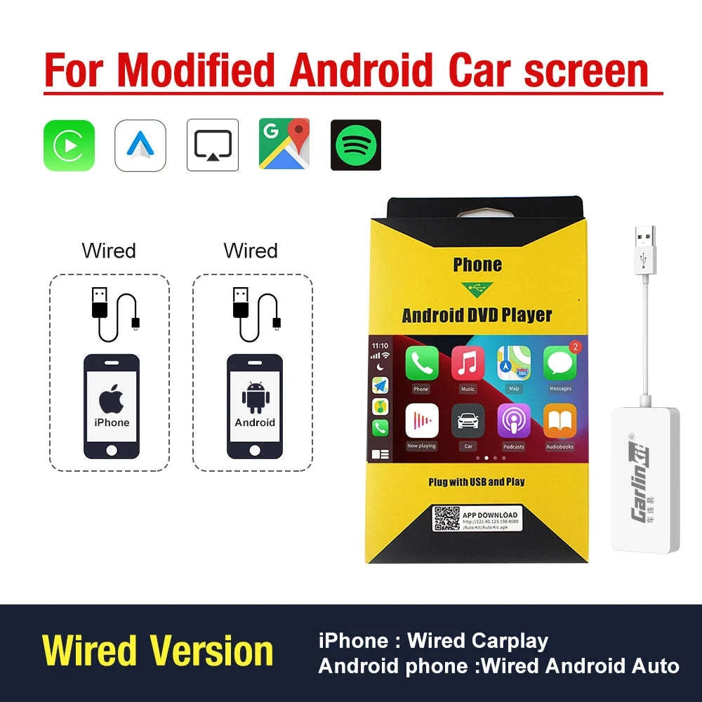 Wireless CarPlay & Android Auto USB Adapter for Android Head Units-CCPM MINI Black / spain