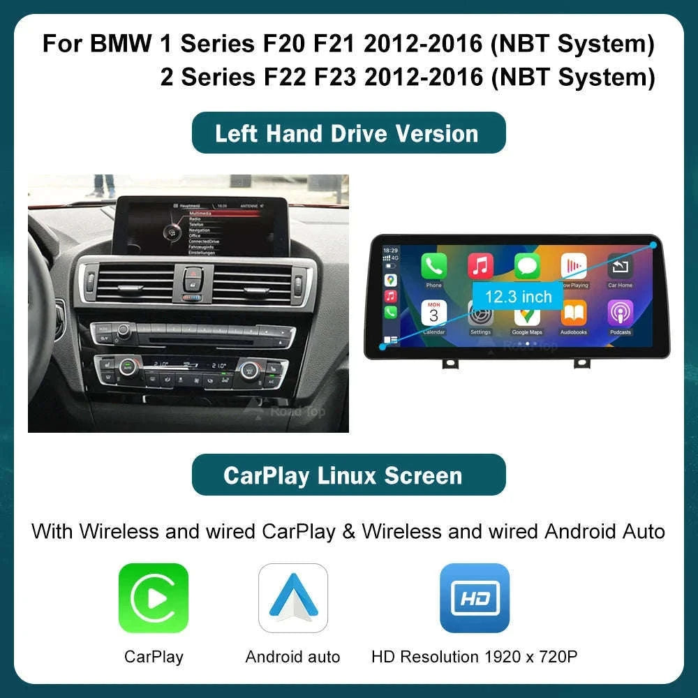 Wireless CarPlay Display for BMW 1, 2, 3 and 4 Series-12.3 RHD F30 NBT / UNITED KINGDOM