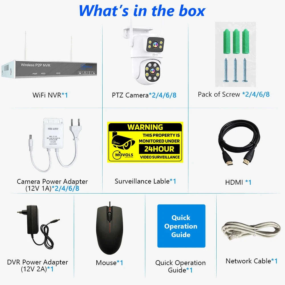 Wireless CCTV System PTZ Security Camera Kit with Two-Way Audio-10CH 5MP With 2 PTZ / spain / 2T