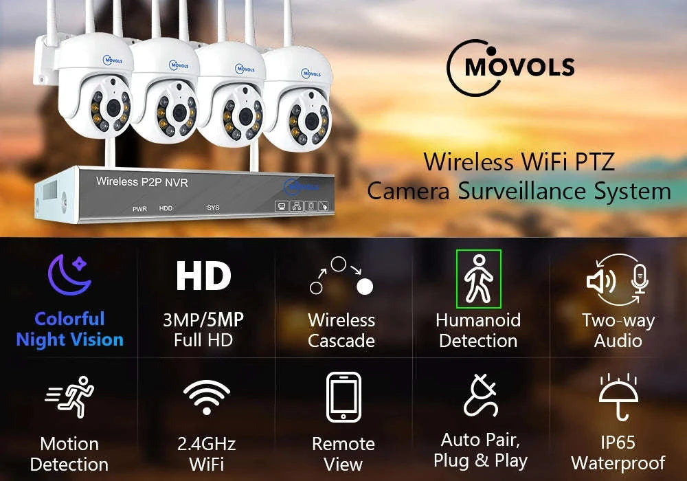 Wireless CCTV System PTZ Security Camera Kit with Two-Way Audio-10CH 5MP With 2 PTZ / spain / 2T