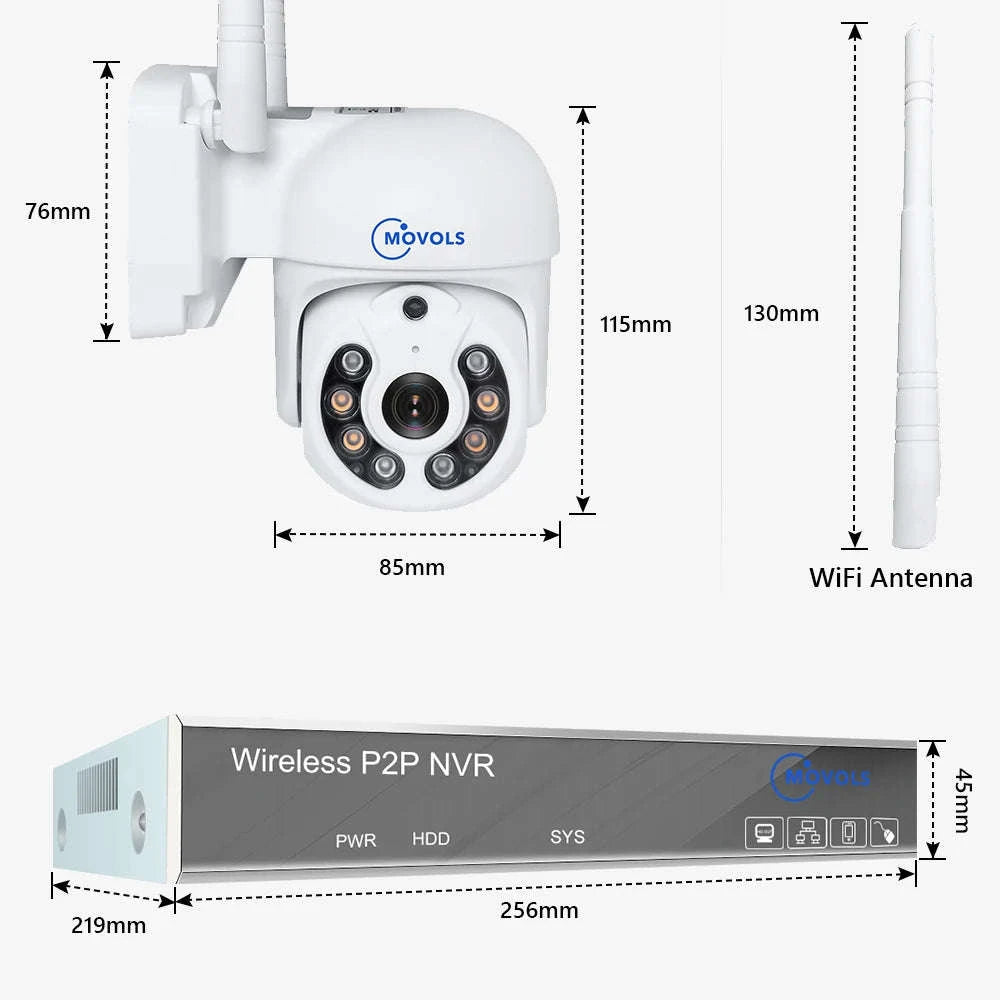 Wireless CCTV System PTZ Security Camera Kit with Two-Way Audio-10CH 5MP With 2 PTZ / spain / 2T