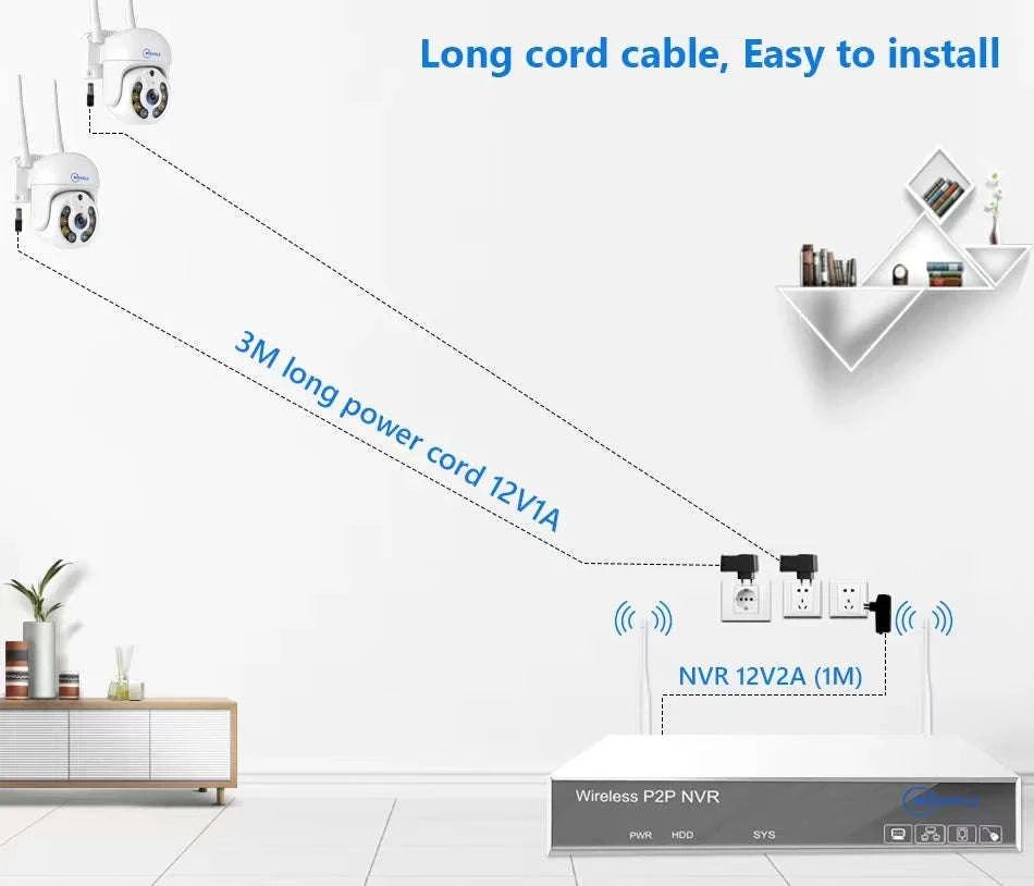 Wireless CCTV System PTZ Security Camera Kit with Two-Way Audio-10CH 5MP With 2 PTZ / spain / 2T