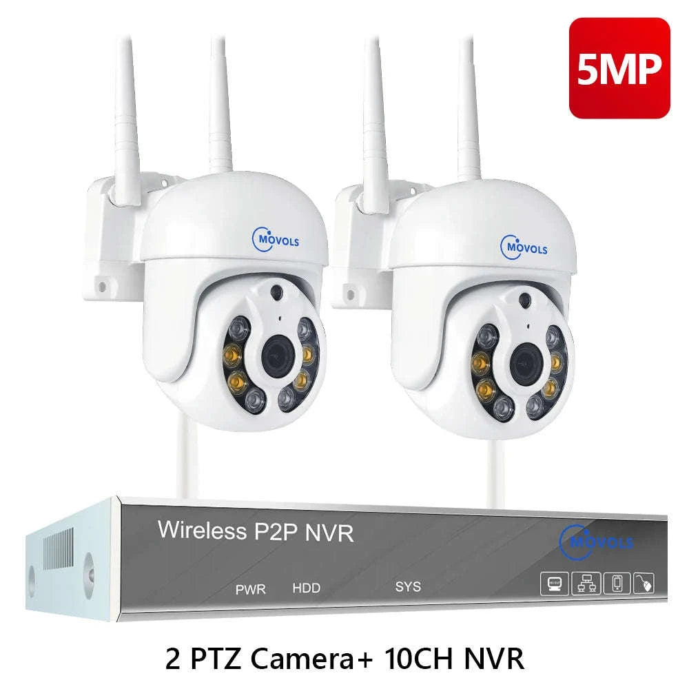 Wireless CCTV System PTZ Security Camera Kit with Two-Way Audio-10CH 5MP With 2 PTZ / spain / 2T